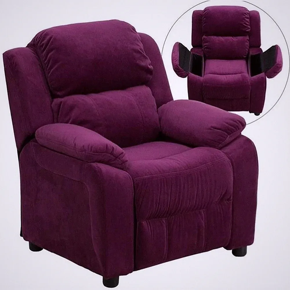 Bowery Hill Padded Kids Recliner in Purple