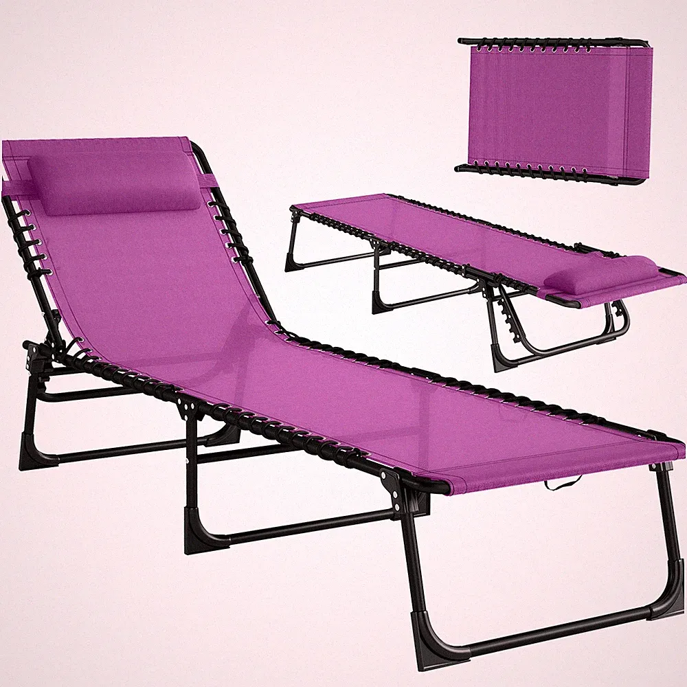 Chaise Lounge Pool Chair, Folding, Reclining, Purple