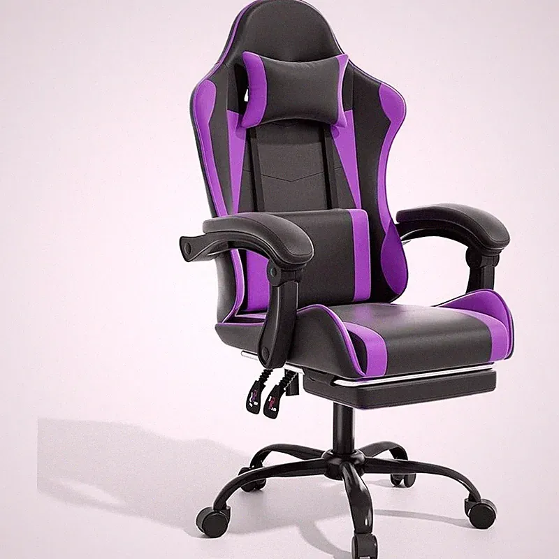 Ergonomic Gaming Chair Adjustable Footrest Lumbar Support 360° Swivel Recliner