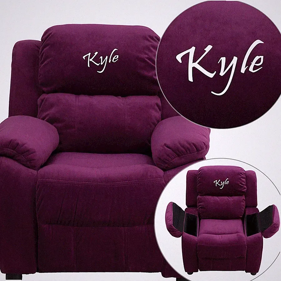 Flash Furniture Purple Kids Recliner - BT-7985-KID-MIC-PUR-TXTEMB-GG
