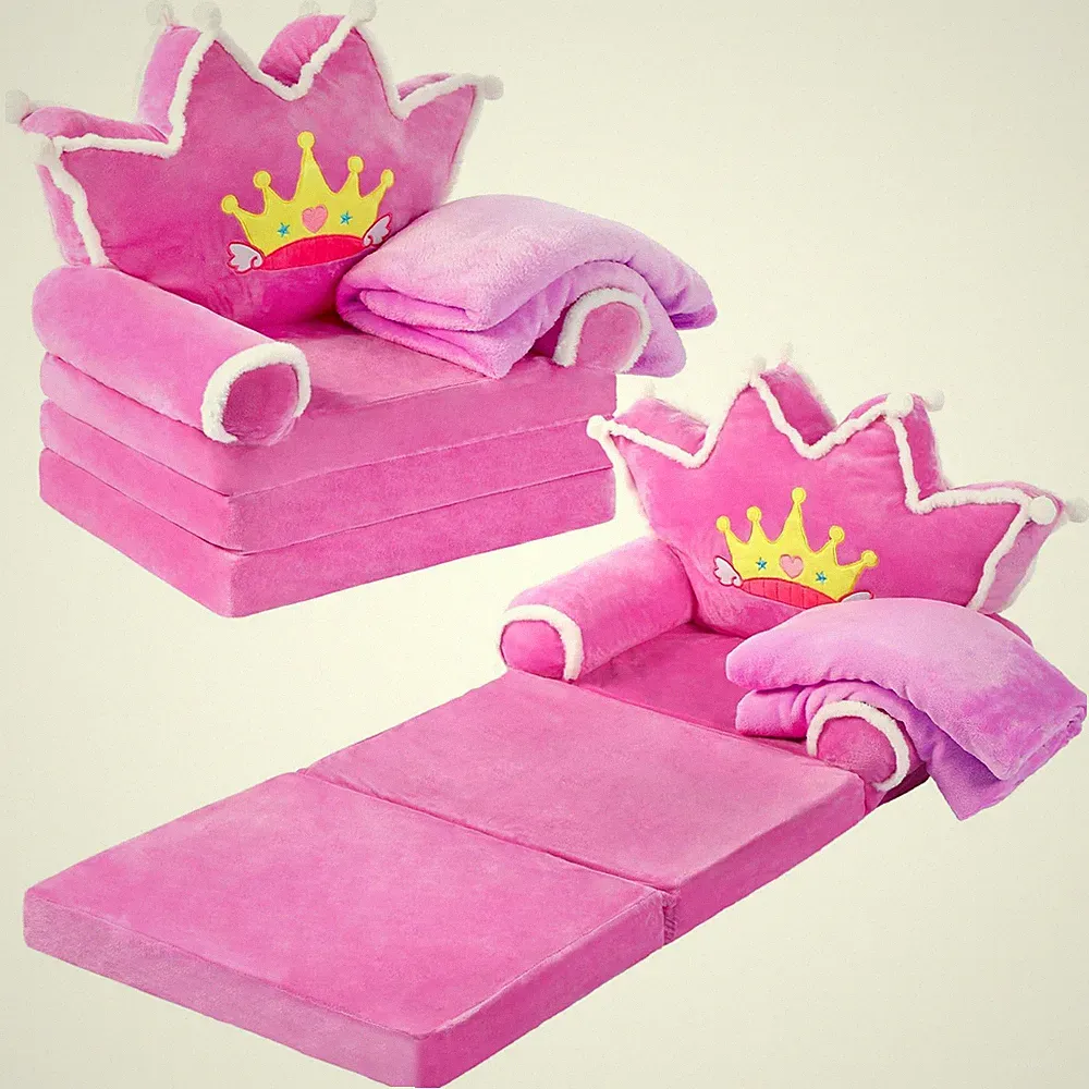 Gifts for Couch 2 in 1 Couch Fold Out with Flannel Blanket Set Soft Princess...