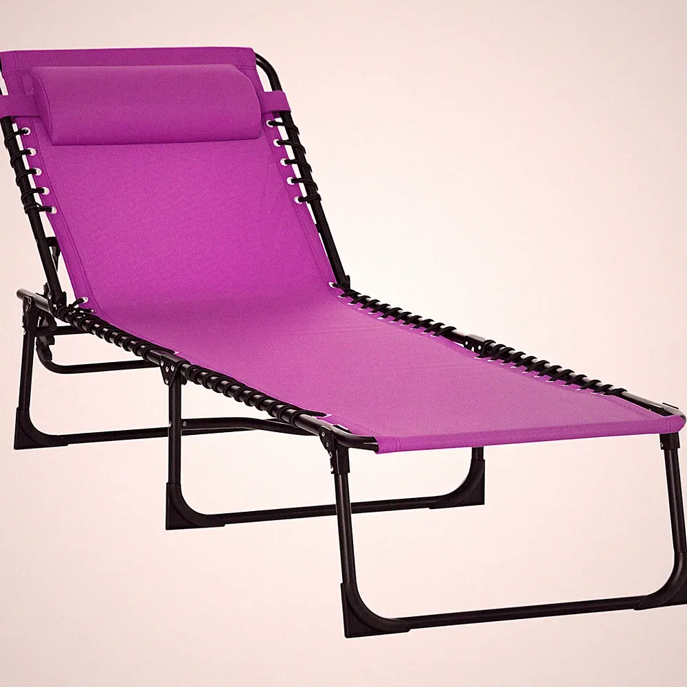 Modern Folding Chaise Lounge Chair Adjustable Reclining 264lb Purple