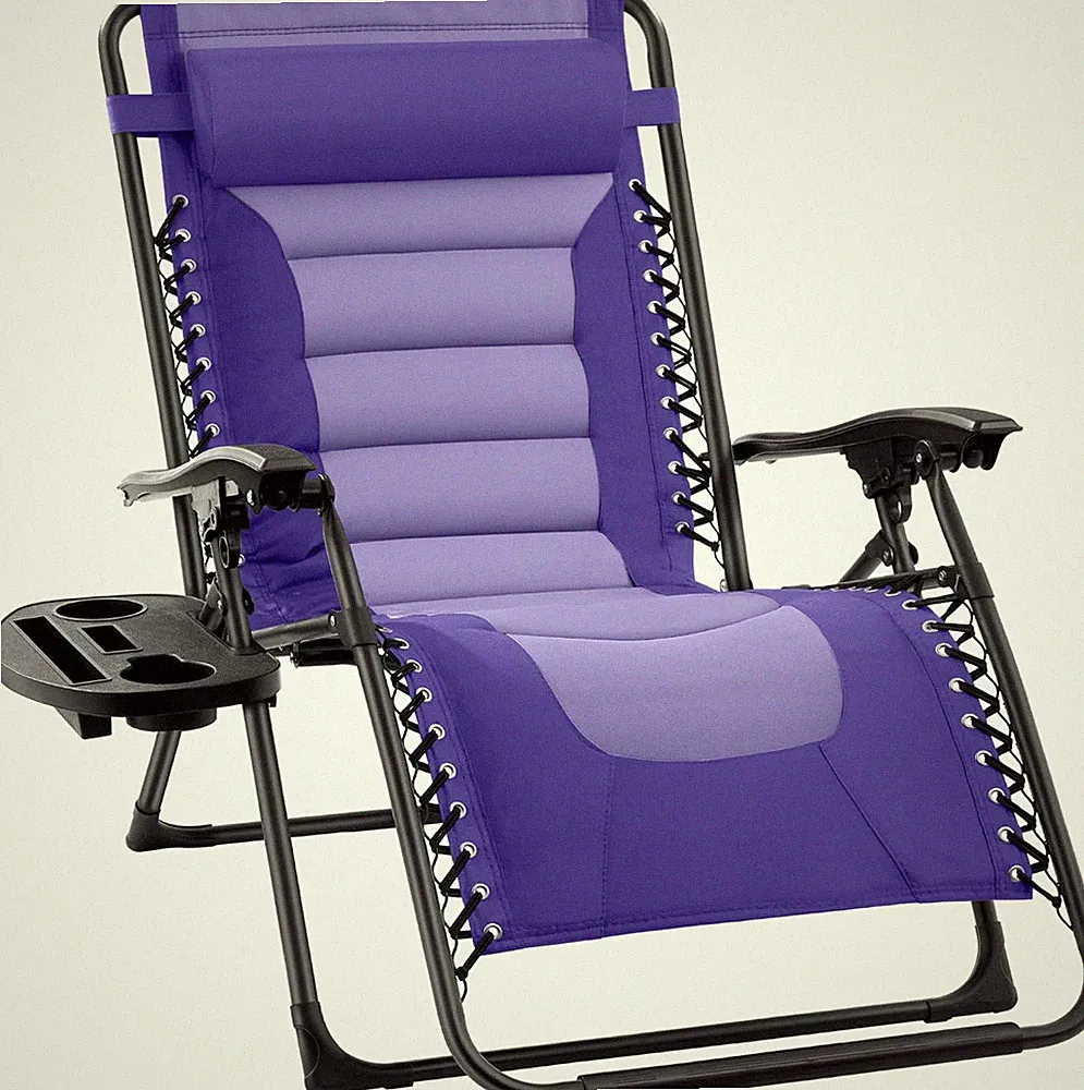 Oversized Zero Gravity Chair with Headrest & Cup Holder - Purple/Violet