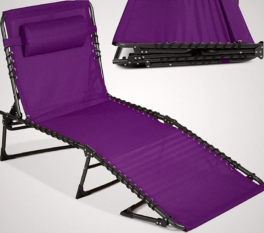 Patio Chaise Lounge Chair, Portable Outdoor Folding Recliner 300lb Capacity