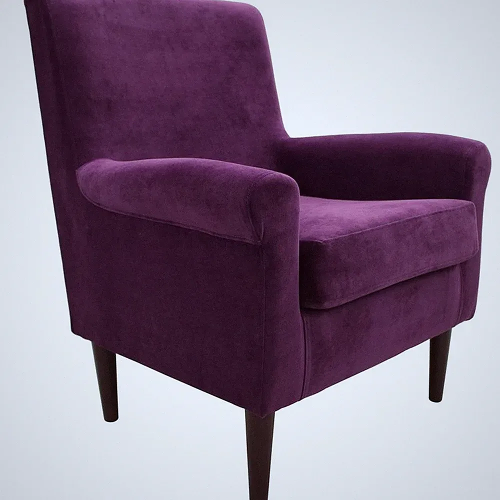 Pemberly Row 17.5"H Fabric Rolled Arm Lounge Chair in Purple