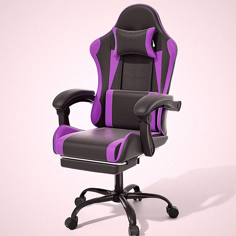 Purple Ergonomic Gaming Chair Coumputer Office Swivel Recliner Seat w/ Footrest