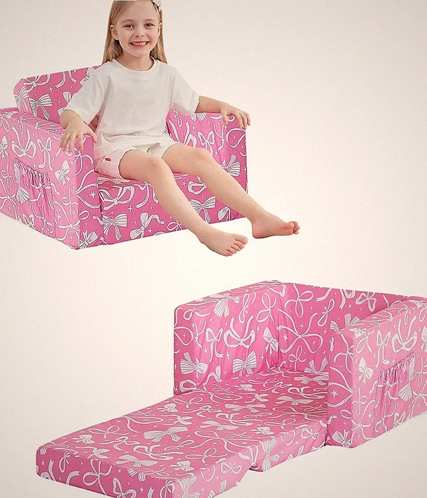 Toddler Couch, 2-in-1 Soft Kids Couch Bed Fold Out, Toddler Chairs Comfy for...